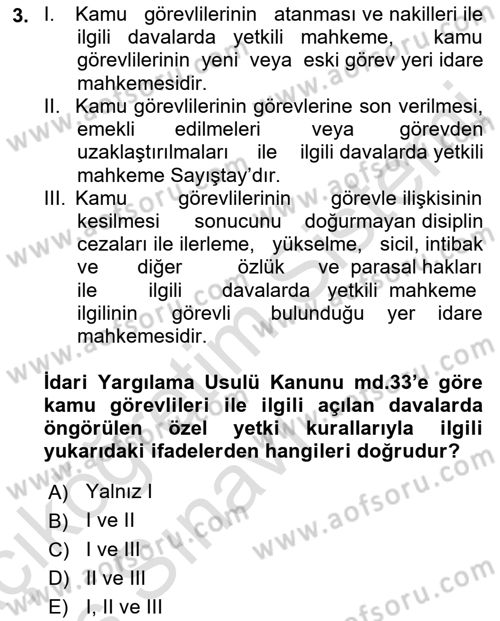 Memur Hukuku Dersi 2018 - 2019 Yılı 3 Ders Sınav Soruları 3. Soru