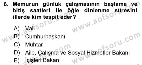 Memur Hukuku Dersi 2018 - 2019 Yılı 3 Ders Sınav Soruları 6. Soru