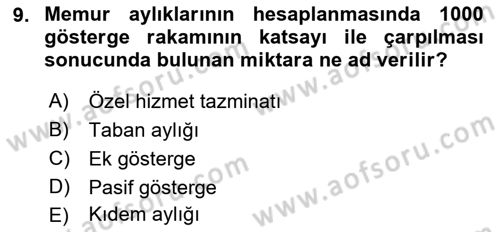 Memur Hukuku Dersi 2018 - 2019 Yılı 3 Ders Sınav Soruları 9. Soru