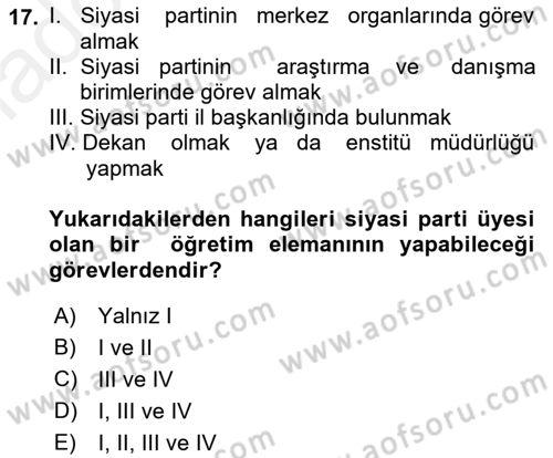 Memur Hukuku Dersi 2018 - 2019 Yılı (Vize) Ara Sınav Soruları 17. Soru