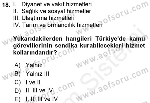 Memur Hukuku Dersi 2018 - 2019 Yılı (Vize) Ara Sınav Soruları 18. Soru