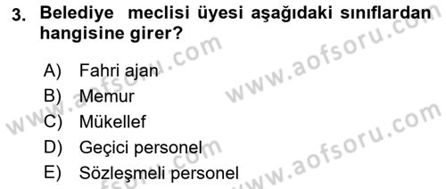 Memur Hukuku Dersi 2018 - 2019 Yılı (Vize) Ara Sınav Soruları 3. Soru