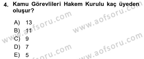 Memur Hukuku Dersi 2018 - 2019 Yılı (Final) Dönem Sonu Sınav Soruları 4. Soru