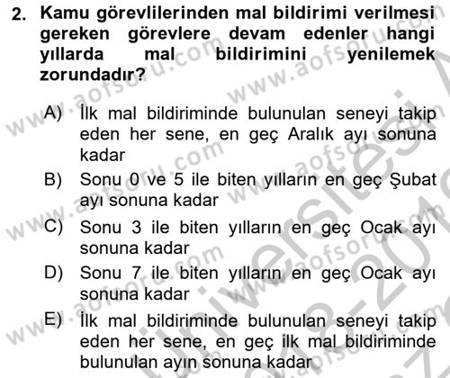 Memur Hukuku Dersi 2018 - 2019 Yılı Yaz Okulu Sınav Soruları 2. Soru