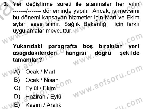 Memur Hukuku Dersi 2018 - 2019 Yılı Yaz Okulu Sınav Soruları 3. Soru