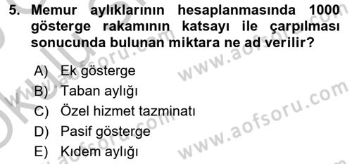 Memur Hukuku Dersi 2018 - 2019 Yılı Yaz Okulu Sınav Soruları 5. Soru