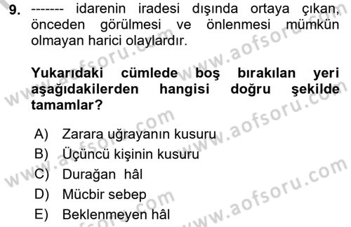 Memur Hukuku Dersi 2018 - 2019 Yılı Yaz Okulu Sınav Soruları 9. Soru