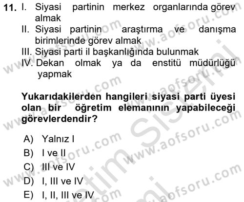 Memur Hukuku Dersi 2019 - 2020 Yılı (Vize) Ara Sınav Soruları 11. Soru