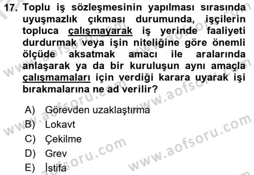 Memur Hukuku Dersi 2019 - 2020 Yılı (Vize) Ara Sınav Soruları 17. Soru