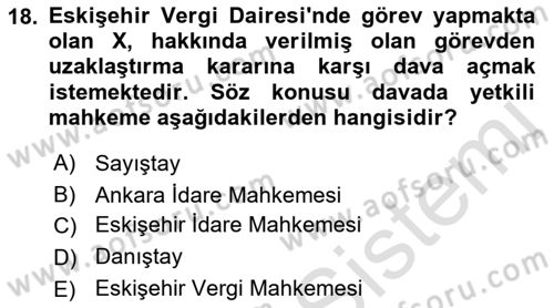 Memur Hukuku Dersi 2019 - 2020 Yılı (Vize) Ara Sınav Soruları 18. Soru