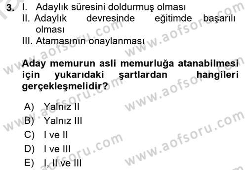 Memur Hukuku Dersi 2019 - 2020 Yılı (Vize) Ara Sınav Soruları 3. Soru