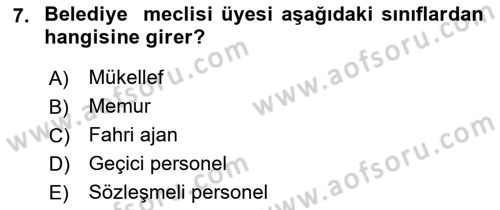 Memur Hukuku Dersi 2019 - 2020 Yılı (Vize) Ara Sınav Soruları 7. Soru