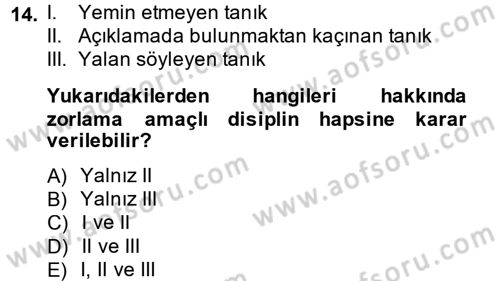 Ceza Muhakemesi Hukuku Dersi 2012 - 2013 Yılı (Vize) Ara Sınav Soruları 14. Soru