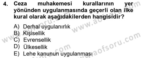 Ceza Muhakemesi Hukuku Dersi 2012 - 2013 Yılı (Vize) Ara Sınav Soruları 4. Soru