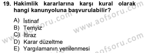 Ceza Muhakemesi Hukuku Dersi 2012 - 2013 Yılı (Final) Dönem Sonu Sınav Soruları 19. Soru