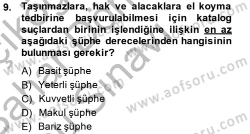 Ceza Muhakemesi Hukuku Dersi 2013 - 2014 Yılı (Final) Dönem Sonu Sınav Soruları 9. Soru
