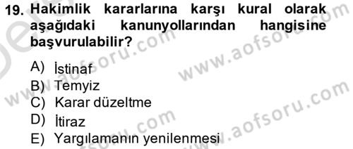 Ceza Muhakemesi Hukuku Dersi 2013 - 2014 Yılı Tek Ders Sınav Soruları 19. Soru