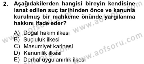 Ceza Muhakemesi Hukuku Dersi 2013 - 2014 Yılı Tek Ders Sınav Soruları 2. Soru