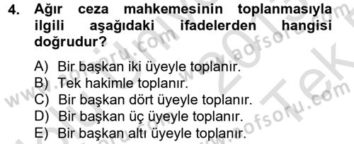 Ceza Muhakemesi Hukuku Dersi 2013 - 2014 Yılı Tek Ders Sınav Soruları 4. Soru