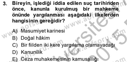 Ceza Muhakemesi Hukuku Dersi 2014 - 2015 Yılı (Vize) Ara Sınav Soruları 3. Soru
