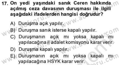 Ceza Muhakemesi Hukuku Dersi 2014 - 2015 Yılı Tek Ders Sınav Soruları 17. Soru