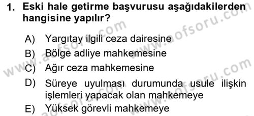 Ceza Muhakemesi Hukuku Dersi 2015 - 2016 Yılı (Vize) Ara Sınav Soruları 1. Soru