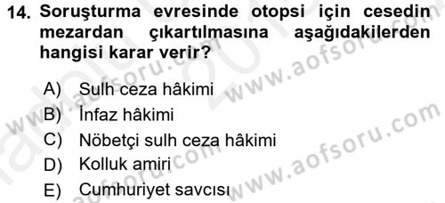 Ceza Muhakemesi Hukuku Dersi 2015 - 2016 Yılı (Vize) Ara Sınav Soruları 14. Soru