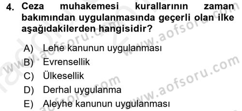 Ceza Muhakemesi Hukuku Dersi 2015 - 2016 Yılı (Vize) Ara Sınav Soruları 4. Soru