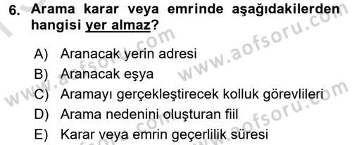 Ceza Muhakemesi Hukuku Dersi 2015 - 2016 Yılı (Final) Dönem Sonu Sınav Soruları 6. Soru
