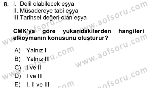Ceza Muhakemesi Hukuku Dersi 2015 - 2016 Yılı (Final) Dönem Sonu Sınav Soruları 8. Soru