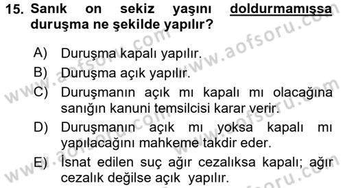 Ceza Muhakemesi Hukuku Dersi 2015 - 2016 Yılı Tek Ders Sınav Soruları 15. Soru