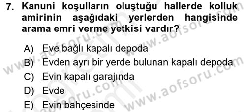 Ceza Muhakemesi Hukuku Dersi 2015 - 2016 Yılı Tek Ders Sınav Soruları 7. Soru