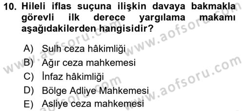 Ceza Muhakemesi Hukuku Dersi 2016 - 2017 Yılı (Vize) Ara Sınav Soruları 10. Soru