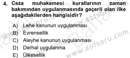 Ceza Muhakemesi Hukuku Dersi 2017 - 2018 Yılı (Vize) Ara Sınav Soruları 4. Soru