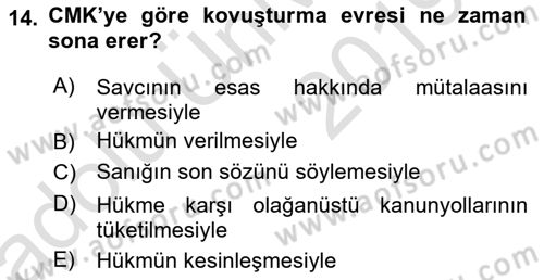 Ceza Muhakemesi Hukuku Dersi 2018 - 2019 Yılı 3 Ders Sınav Soruları 14. Soru