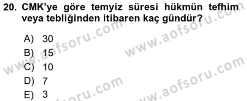 Ceza Muhakemesi Hukuku Dersi 2018 - 2019 Yılı 3 Ders Sınav Soruları 20. Soru