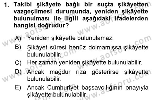 Ceza Muhakemesi Hukuku Dersi 2018 - 2019 Yılı (Vize) Ara Sınav Soruları 1. Soru