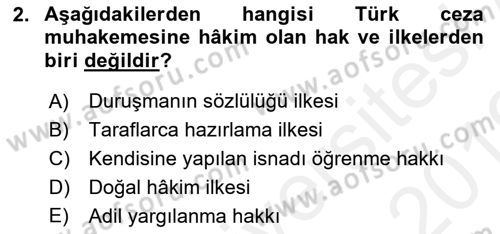 Ceza Muhakemesi Hukuku Dersi 2018 - 2019 Yılı (Vize) Ara Sınav Soruları 2. Soru