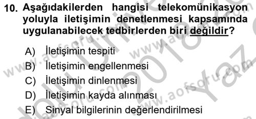 Ceza Muhakemesi Hukuku Dersi 2018 - 2019 Yılı Yaz Okulu Sınav Soruları 10. Soru