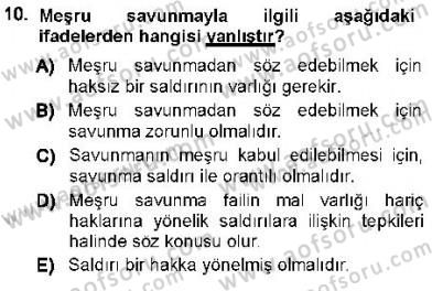 Ceza Hukuku Dersi 2012 - 2013 Yılı (Vize) Ara Sınav Soruları 10. Soru