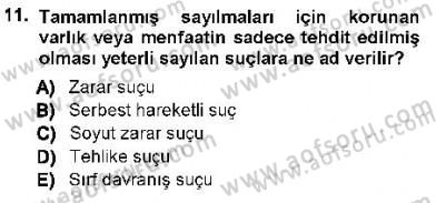Ceza Hukuku Dersi Ara Sınavı Deneme Sınav Soruları 11. Soru
