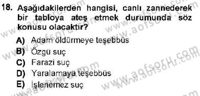 Ceza Hukuku Dersi 2012 - 2013 Yılı (Vize) Ara Sınav Soruları 18. Soru