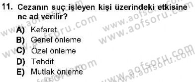 Ceza Hukuku Dersi 2012 - 2013 Yılı (Final) Dönem Sonu Sınav Soruları 11. Soru