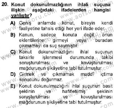 Ceza Hukuku Dersi 2012 - 2013 Yılı (Final) Dönem Sonu Sınav Soruları 20. Soru