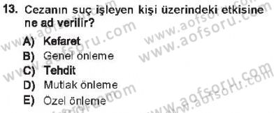 Ceza Hukuku Dersi 2012 - 2013 Yılı Tek Ders Sınavı 13. Soru