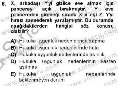 Ceza Hukuku Dersi 2013 - 2014 Yılı (Vize) Ara Sınav Soruları 6. Soru