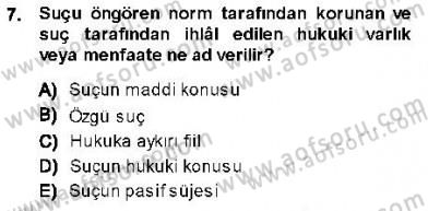 Ceza Hukuku Dersi Ara Sınavı Deneme Sınav Soruları 7. Soru