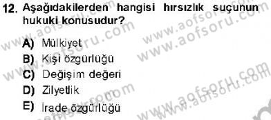 Ceza Hukuku Dersi 2013 - 2014 Yılı (Final) Dönem Sonu Sınav Soruları 12. Soru