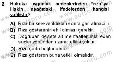 Ceza Hukuku Dersi 2013 - 2014 Yılı (Final) Dönem Sonu Sınav Soruları 2. Soru