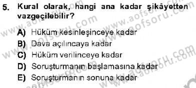 Ceza Hukuku Dersi 2013 - 2014 Yılı (Final) Dönem Sonu Sınav Soruları 5. Soru